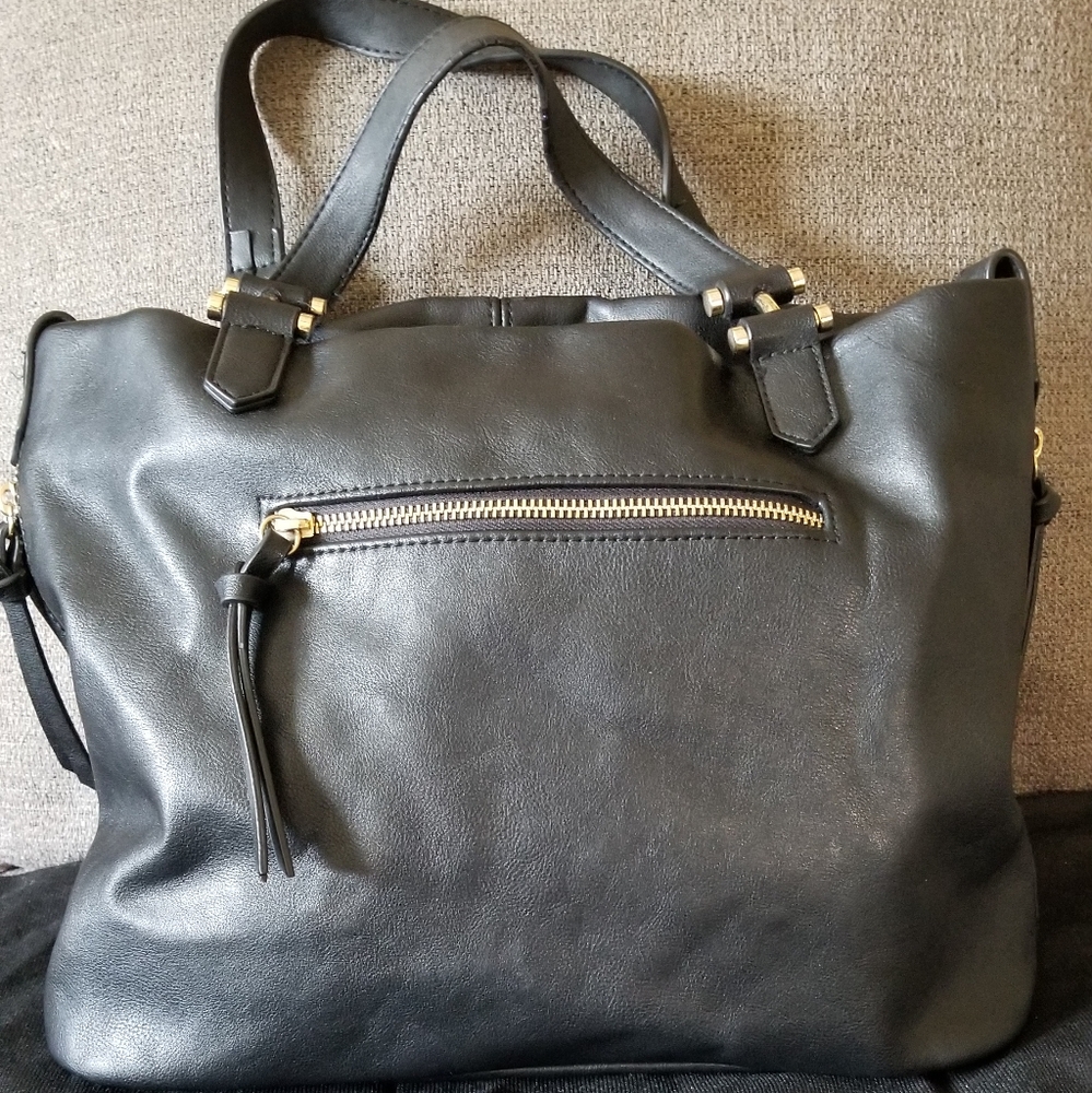 Inc. Large Black Vegan Leather Tote